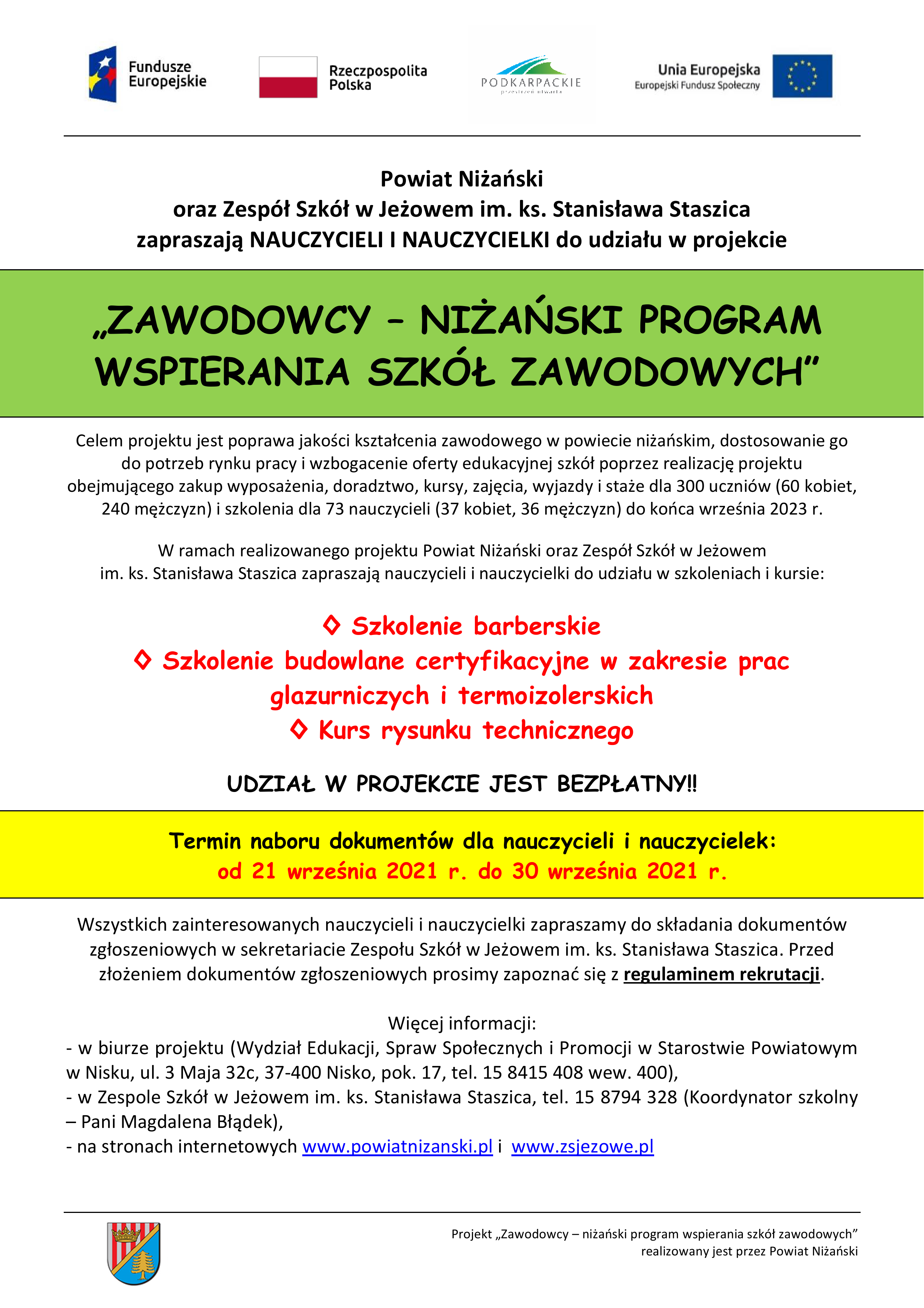 plakat ZS Jezowe nauczyciele