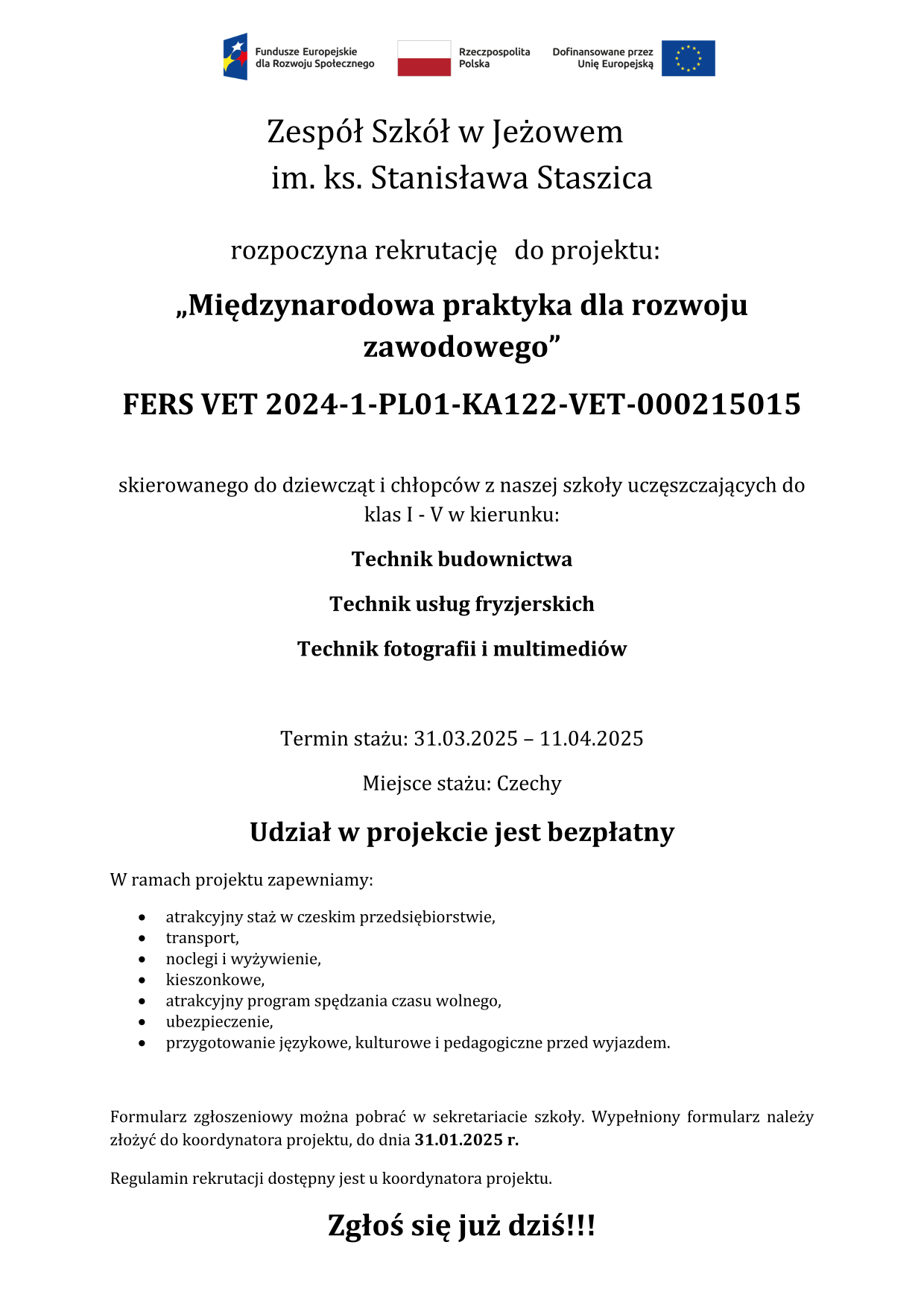 Ogłoszenie o rekrutacji 1