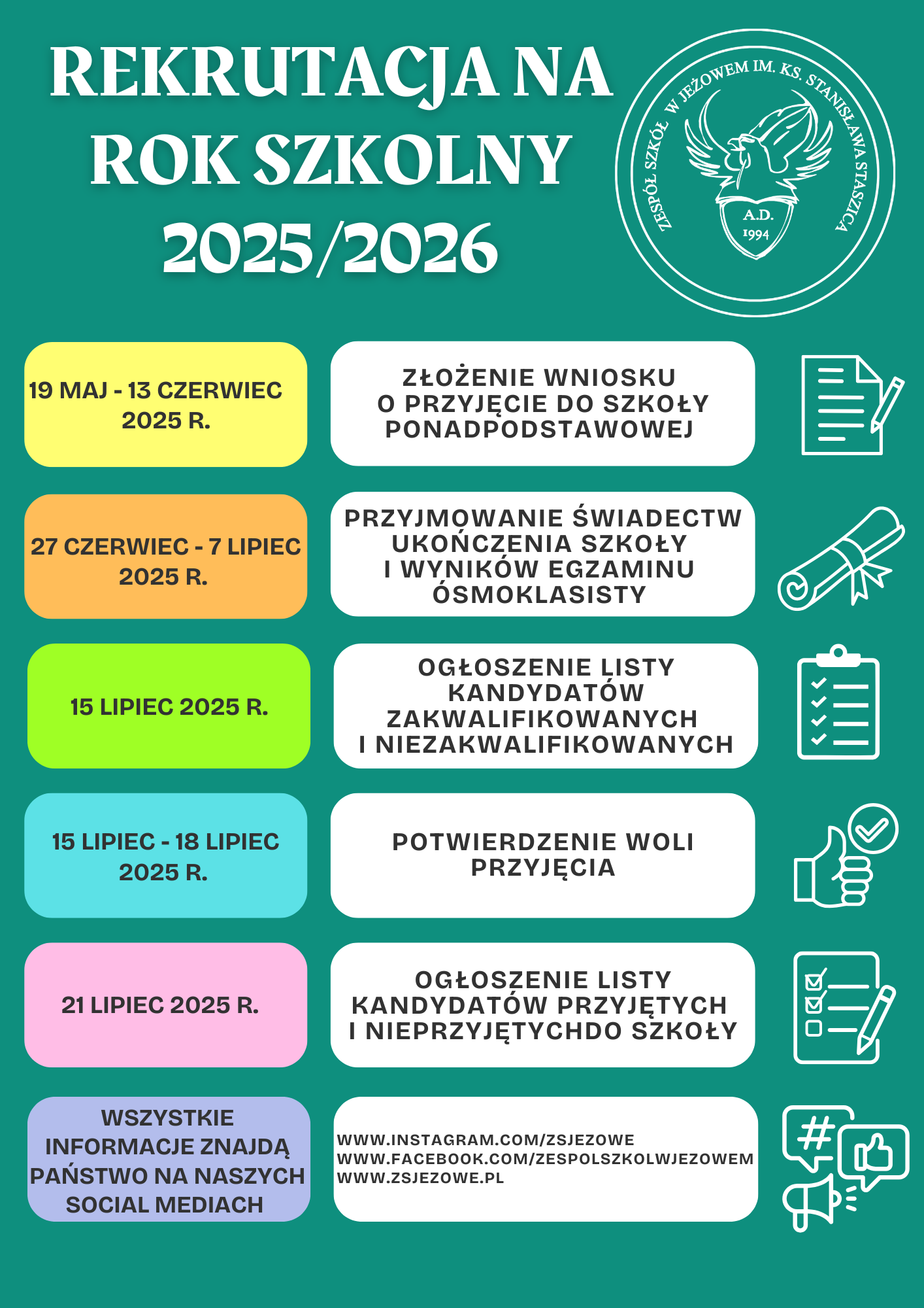 Harmonogram rekrutacji na rok szkolny 2025 2026