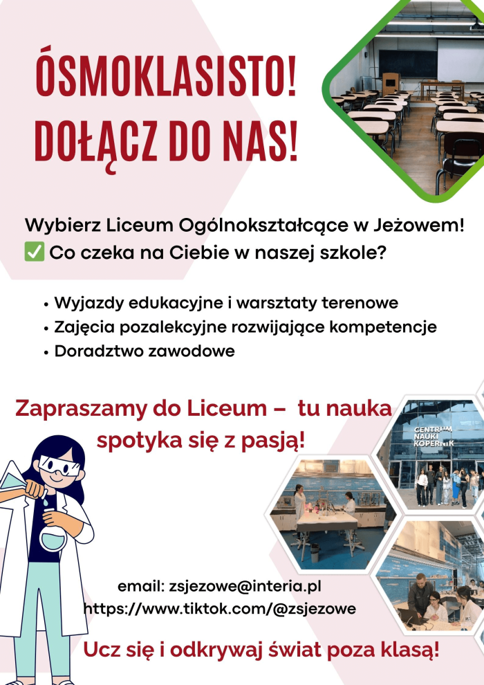 Wybierz Liceum Ogólnokształcące w Jeżowem im. ks. Stanisława Staszica!