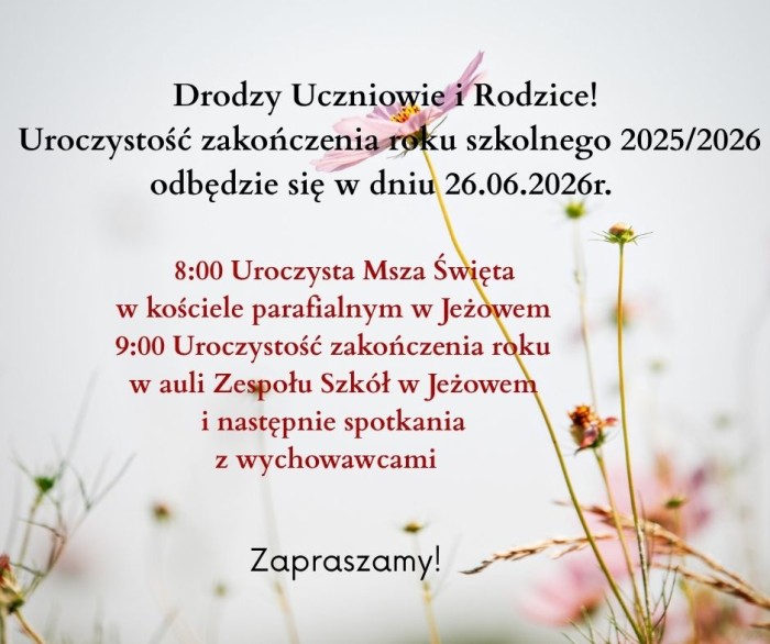 ZAKOŃCZENIE ROKU SZKOLNEGO