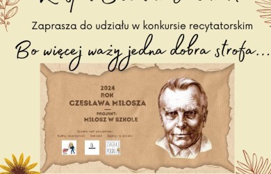 „Bo więcej waży jedna dobra strofa…” Konkurs recytatorski z okazji Roku Czesława Miłosza