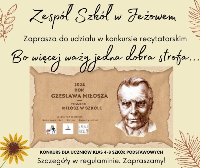 „Bo więcej waży jedna dobra strofa…” Konkurs recytatorski z okazji Roku Czesława Miłosza